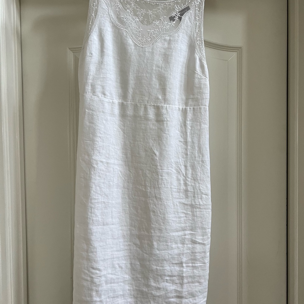 Tommy Bahama 100% Linen white dress with lace trim. Size 2 - Picture 5 of 5